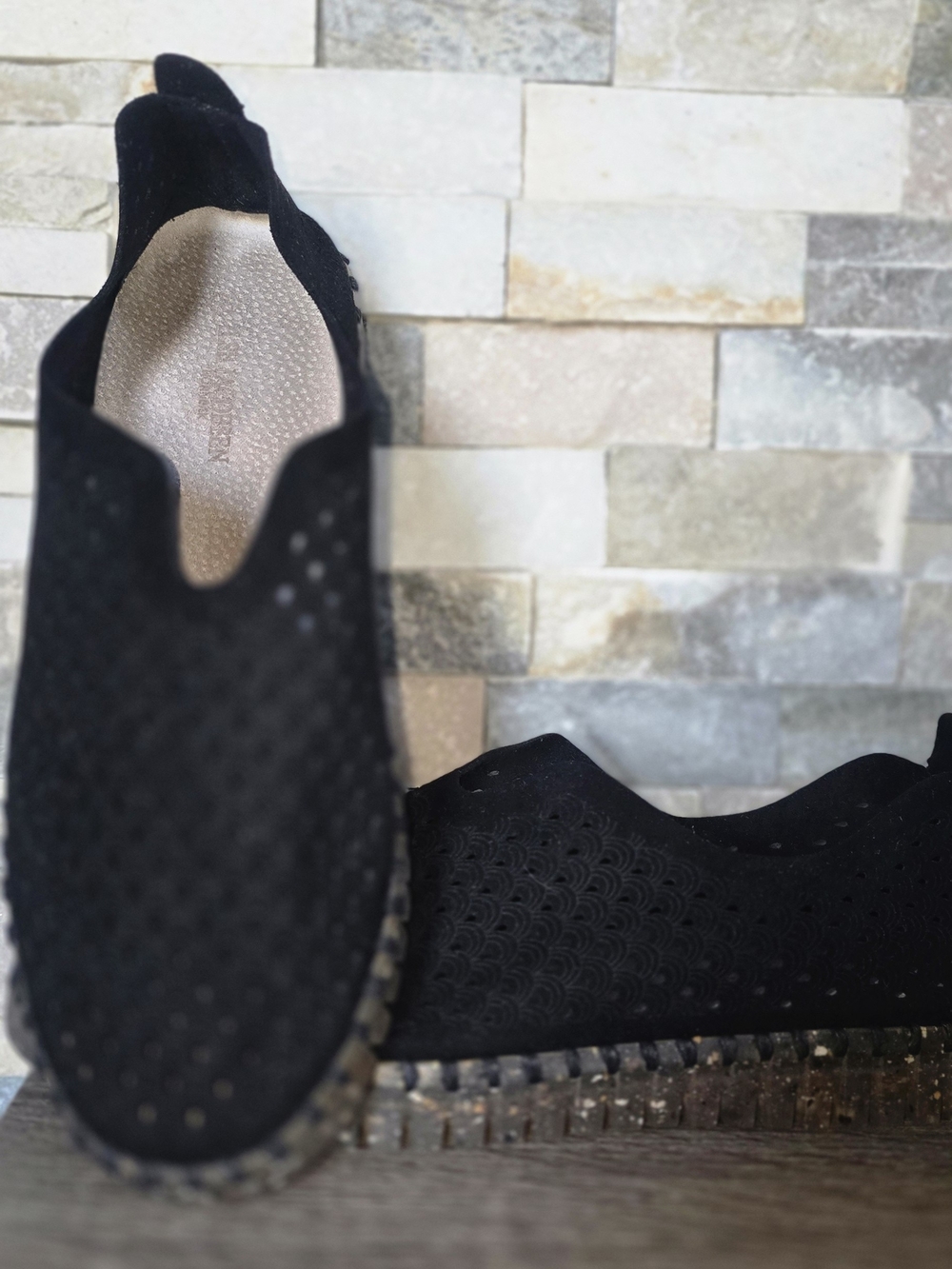 Ilse Jacobsen Black Perforated Slip-On Loafers
